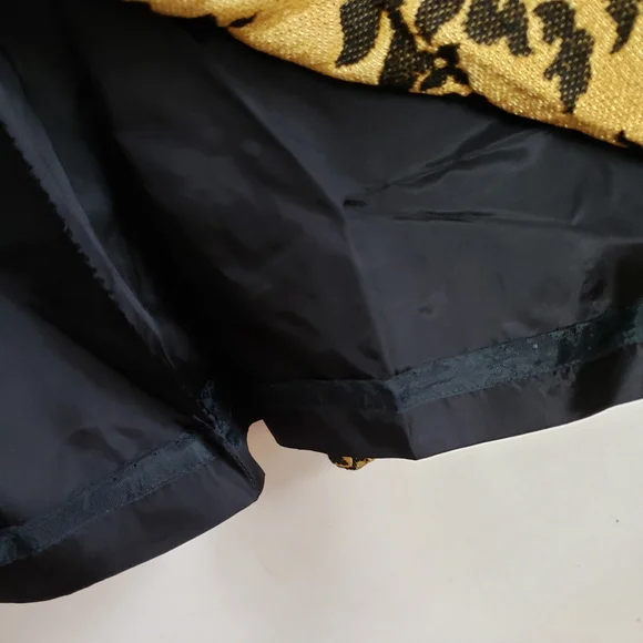 Vintage Black and Gold Floral Print Coat